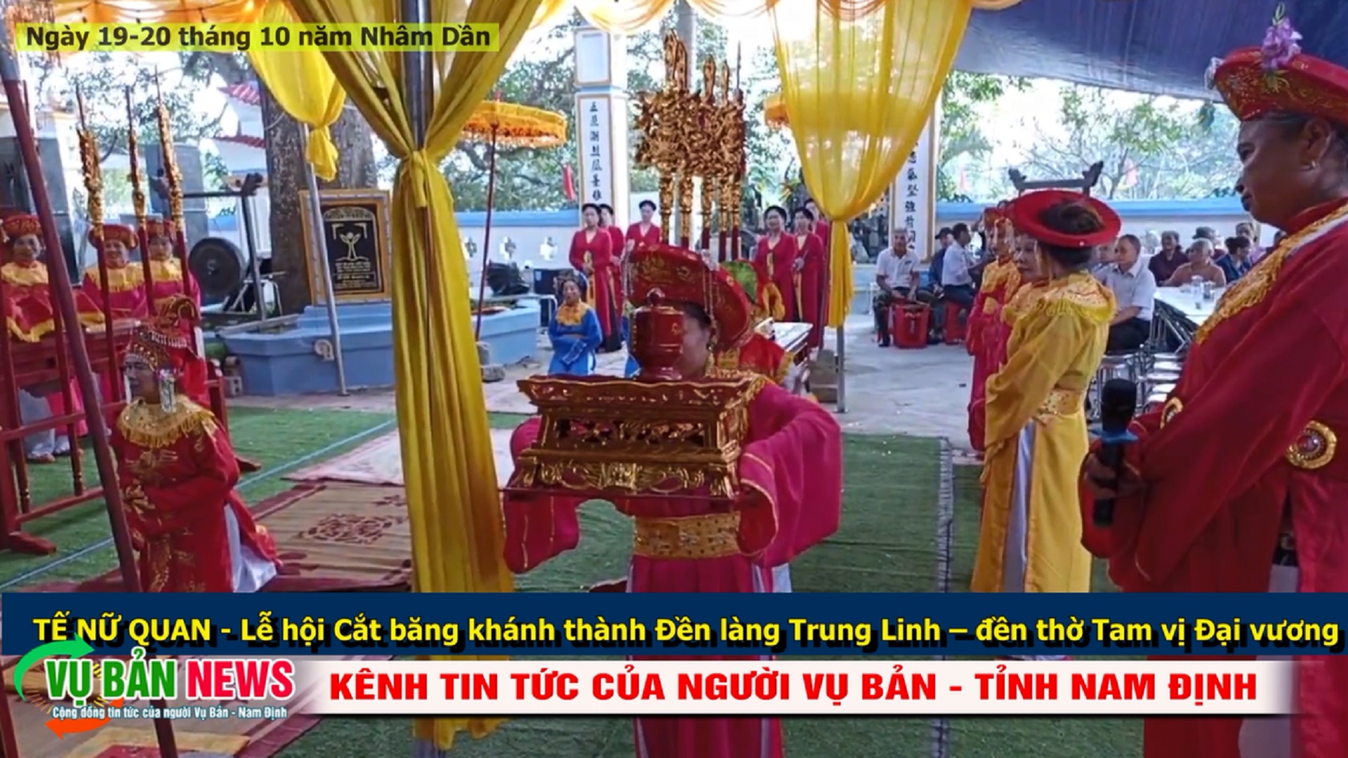 TẾ NỮ QUAN &#8211; Lễ hội Cắt băng khánh thành Đền làng Trung Linh – đền thờ Tam vị Đại vương năm 2022