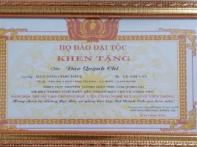 Thông tin về Quỹ khuyến học dòng họ Đào Đại Tộc thôn Trung Linh
