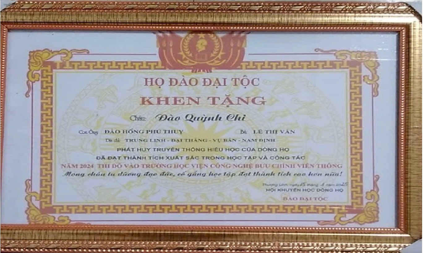 Thông tin về Quỹ khuyến học dòng họ Đào Đại Tộc thôn Trung Linh