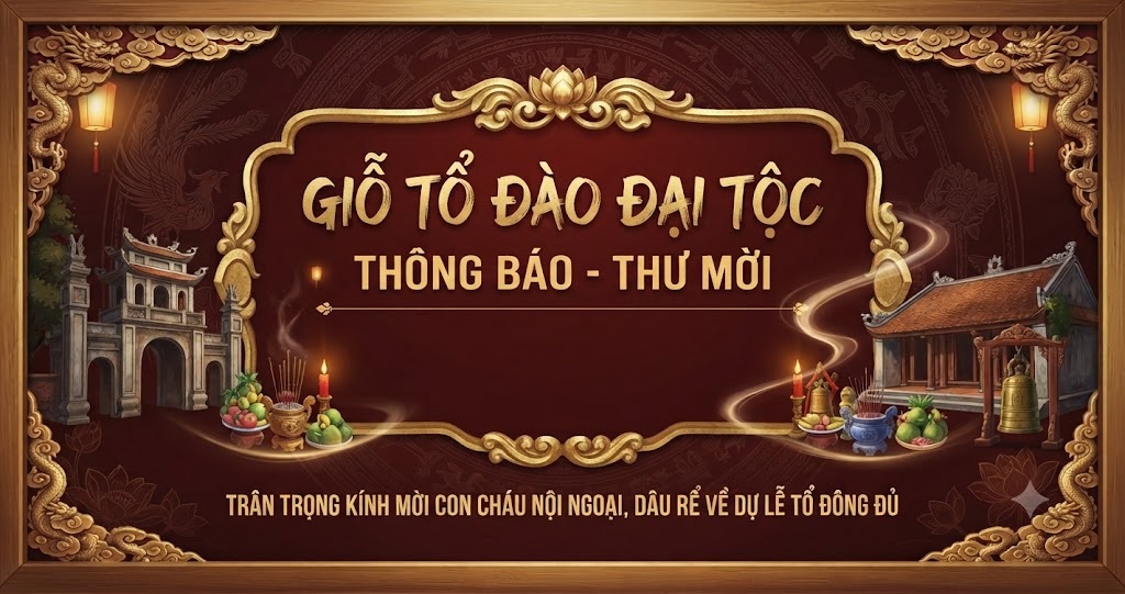 THÔNG BÁO GIỖ TỔ ĐÀO ĐẠI TỘC 23.9 AL 2026
